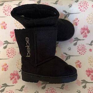 Bebe toddler Black Boots with Gold Logo